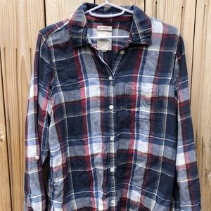 american eagle red & blue flannel